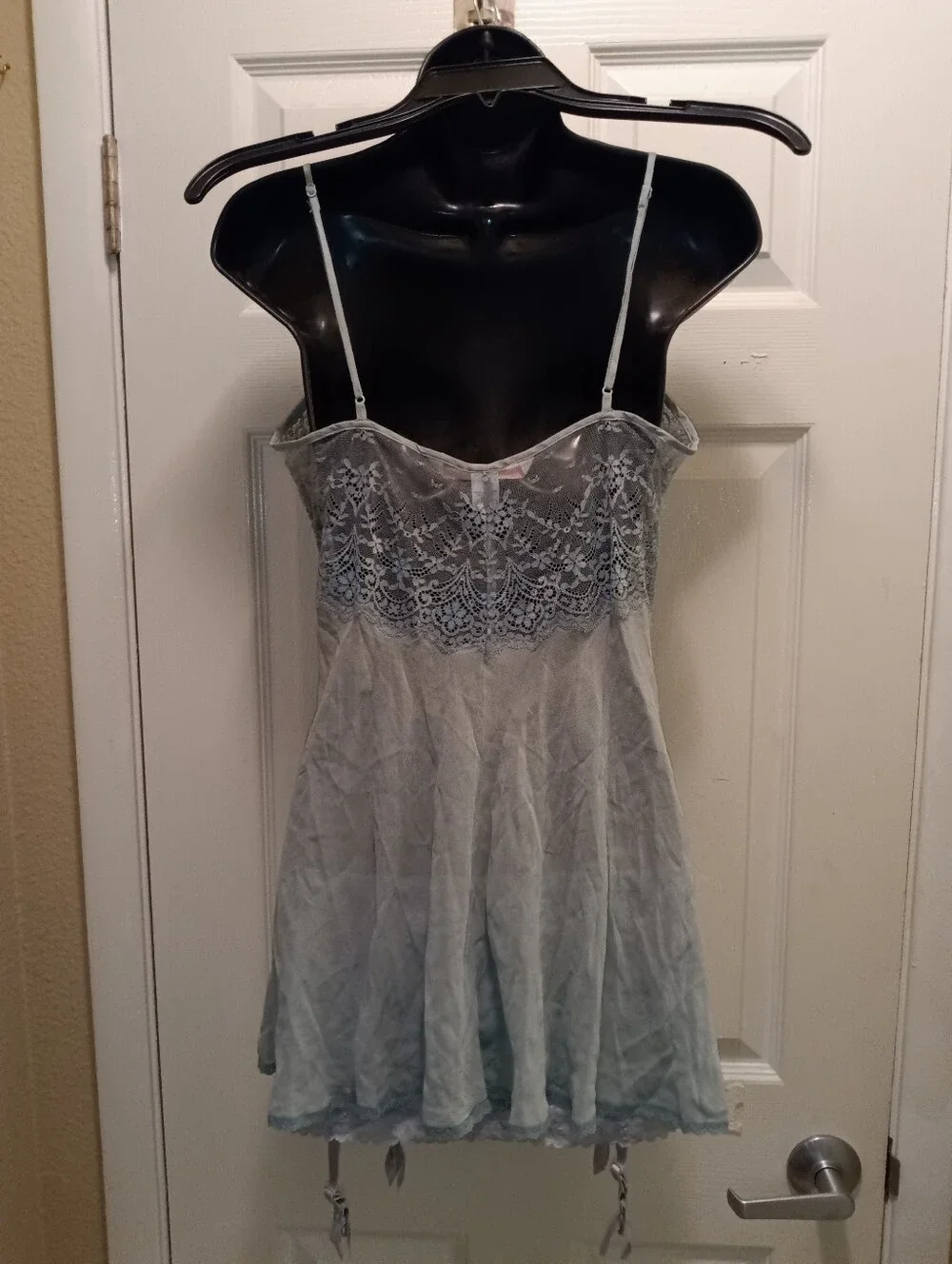 NWT Victoria's Secret Vintage Garter & Lace Trim Chemise  - Light Sage